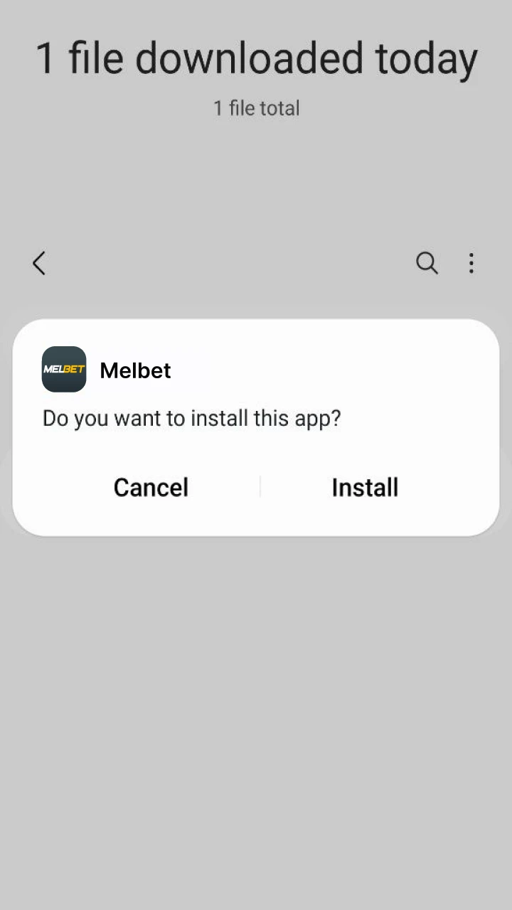 After downloading the Melbet app APK, go to the “Downloads” folder and start installing it.