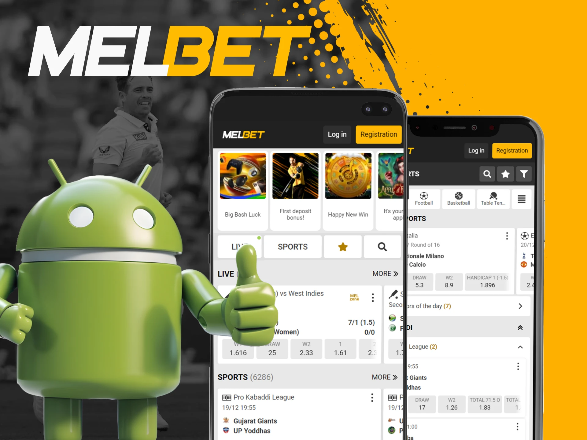 The Melbet mobile app is supported by any Android-based device.