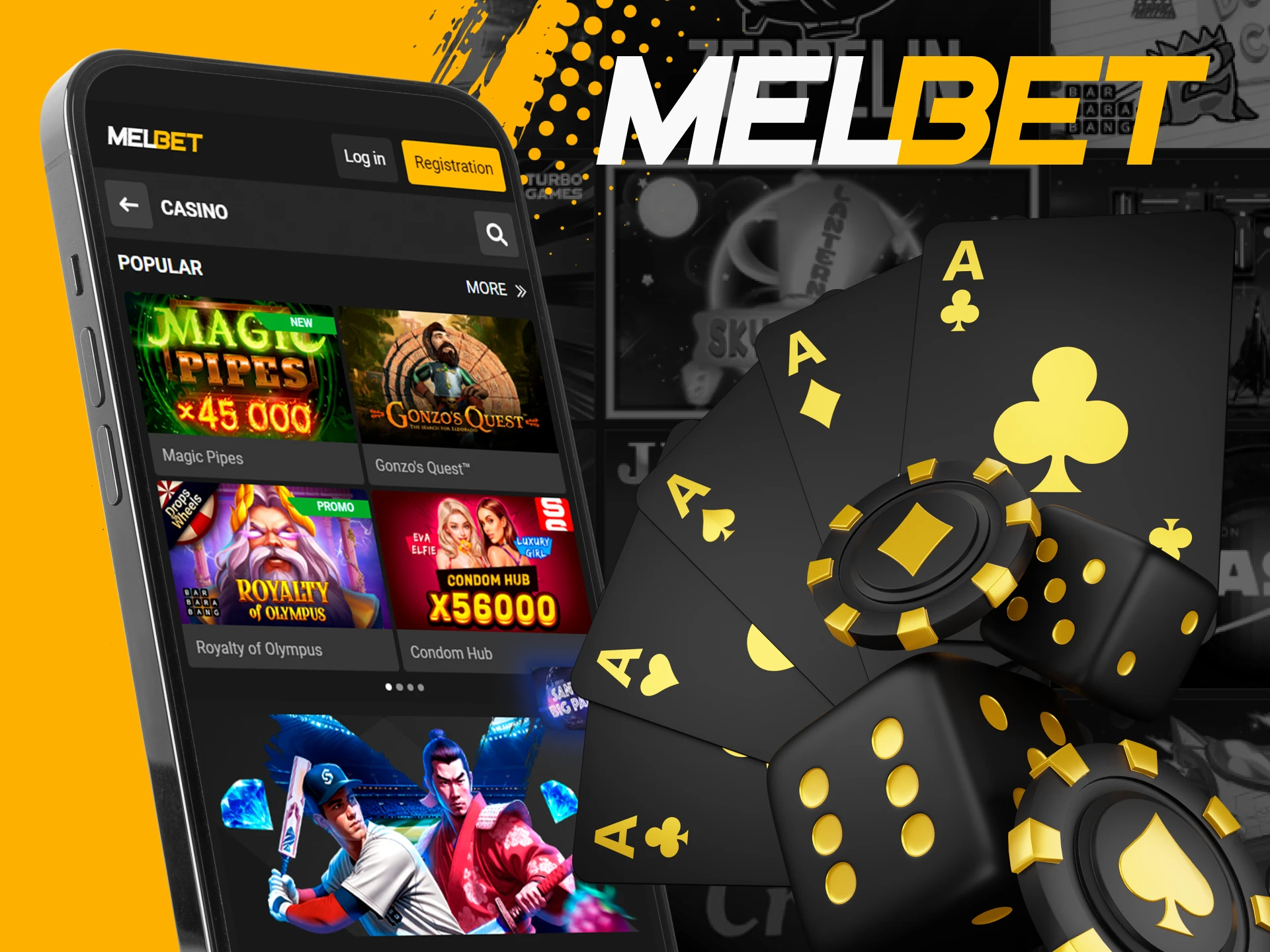 Play casino games with the Melbet mobile app.