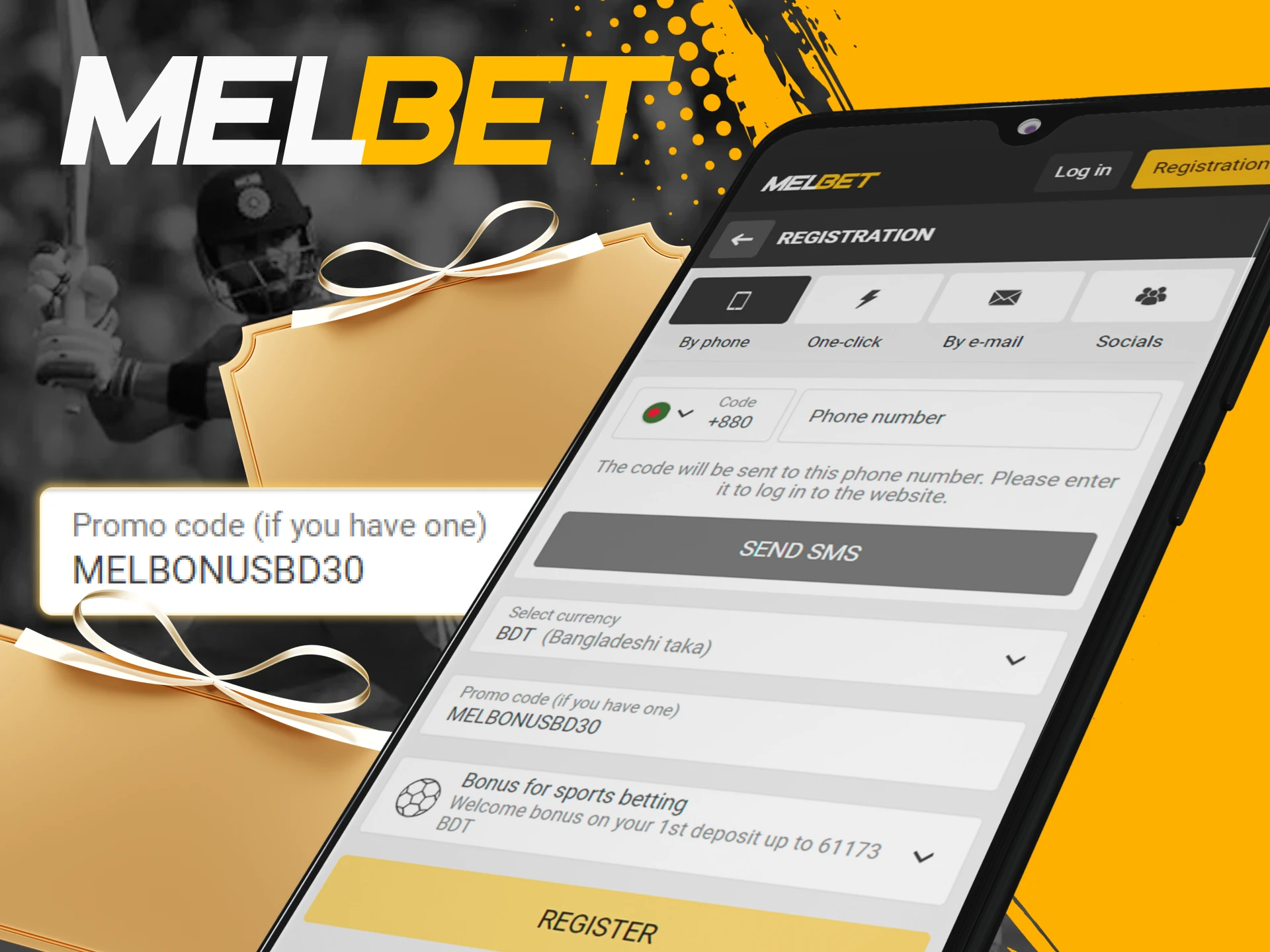 Use our promo code with a big bonus in the Melbet mobile app.