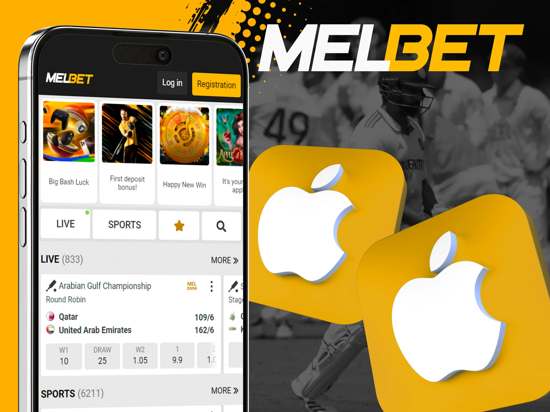 Melbet offers a mobile app for iOS.