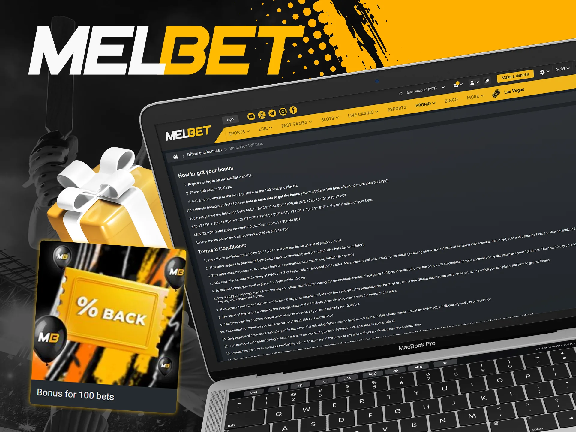 Try making 100 bets on any sport at Melbet.