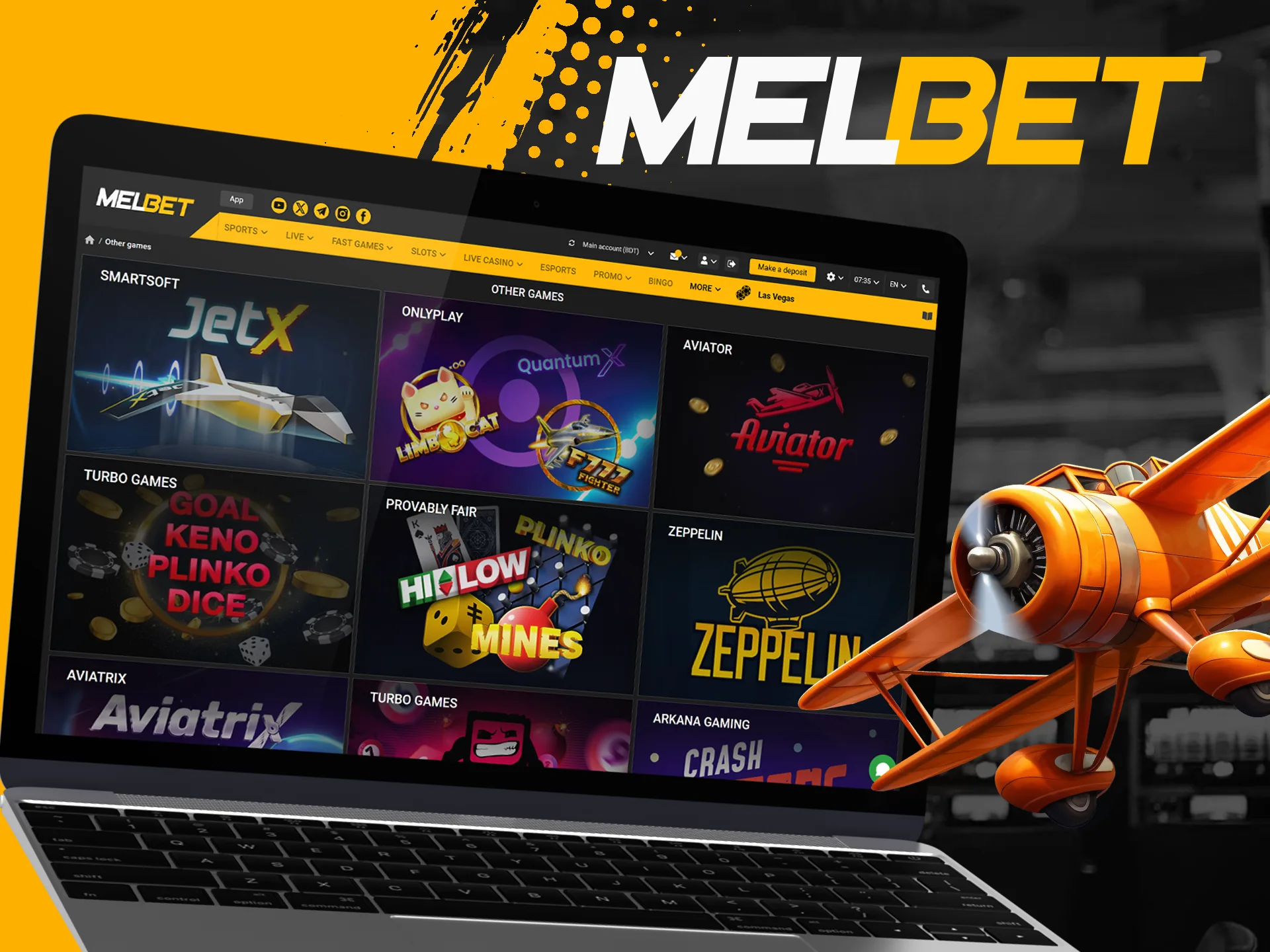 Try your luck in crash games with Melbet.