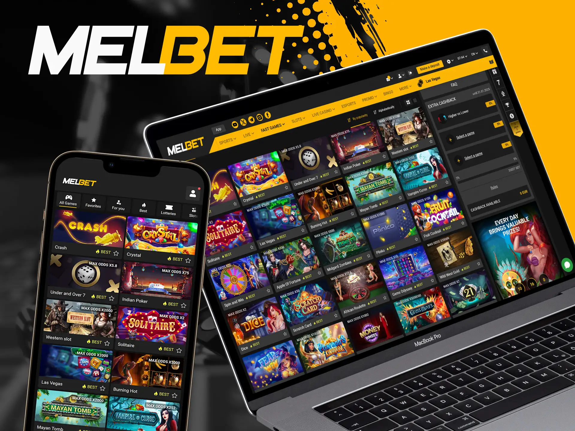 Discover a world of games from different providers at Melbet.