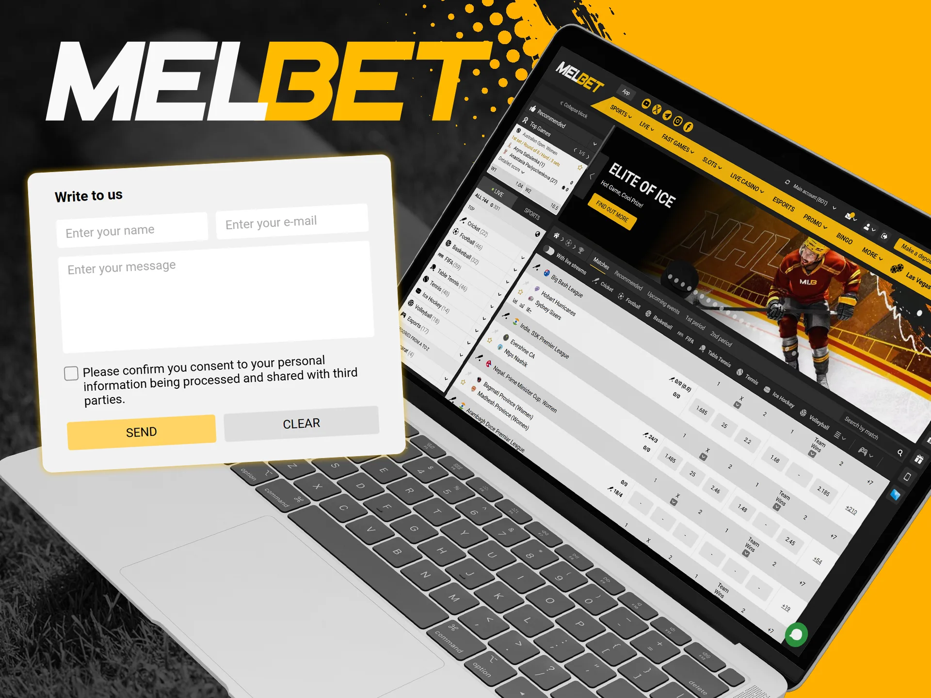 Get your problem solved via Melbet's contact form.