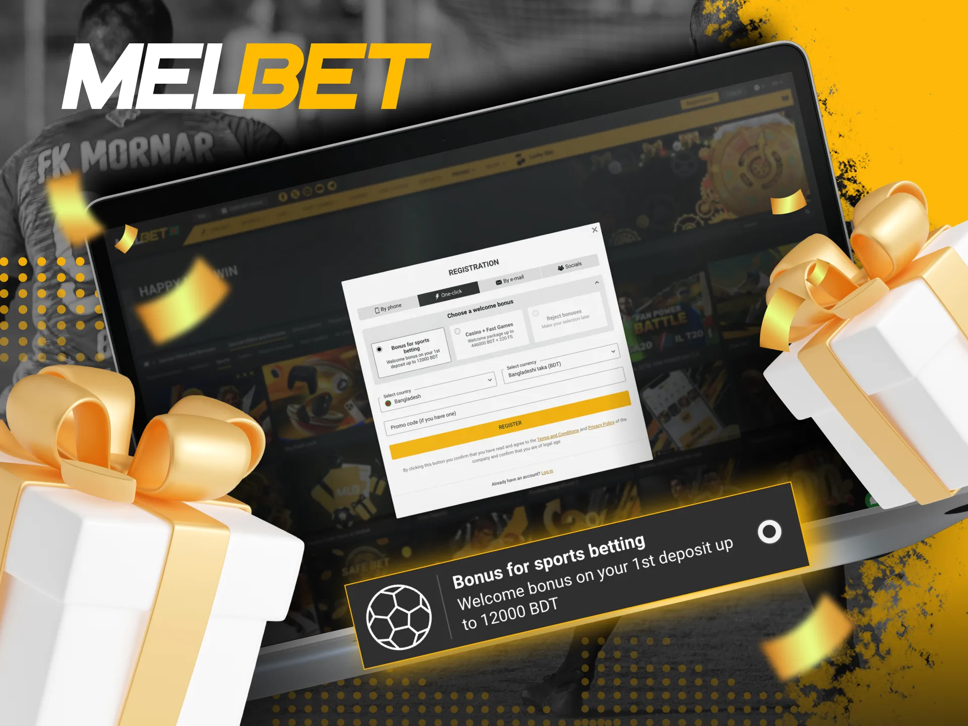 Claim your welcome bonus for Melbet football betting with your first deposit.