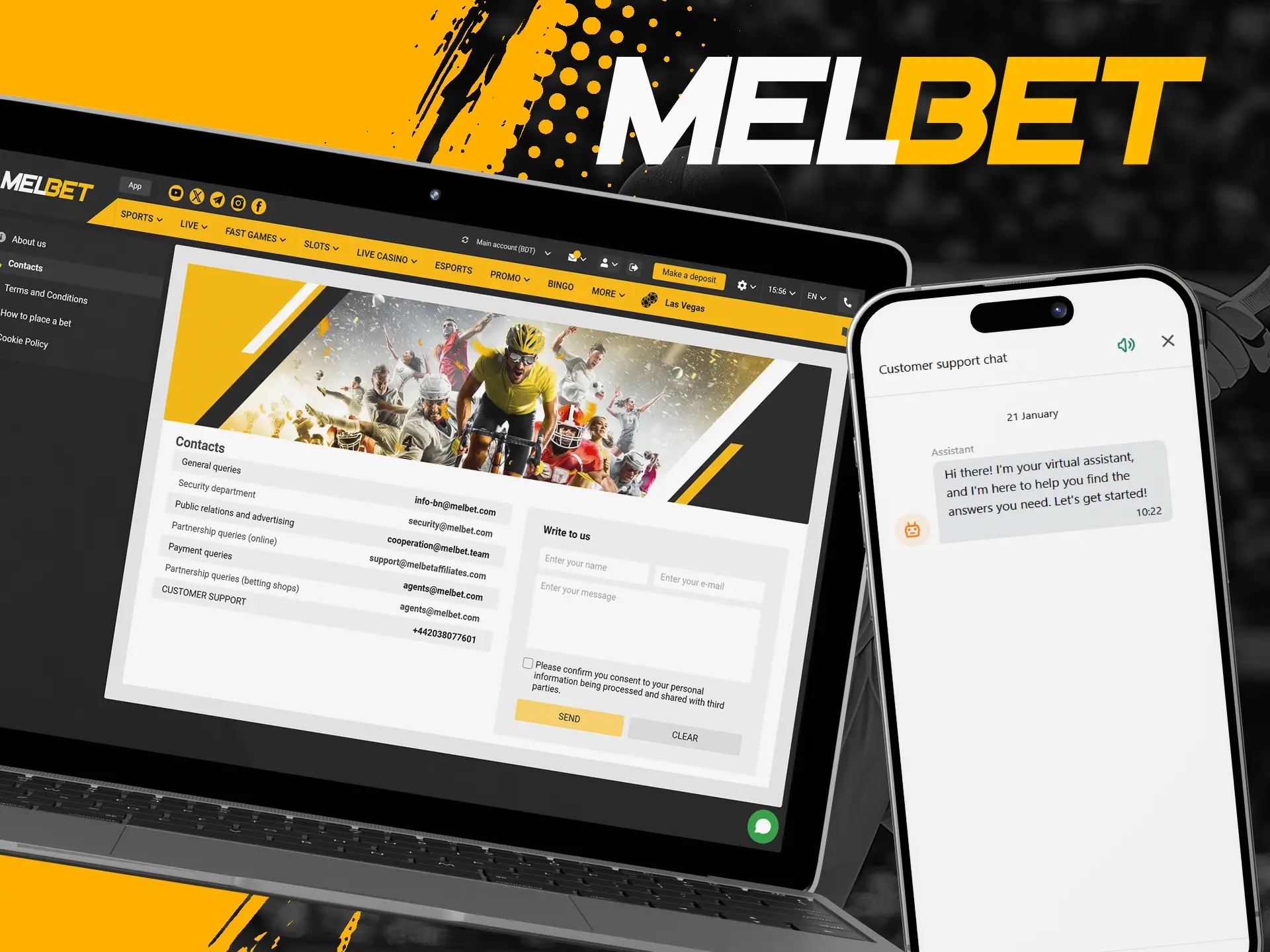 You can contact the Melbet team and get help in a number of ways.