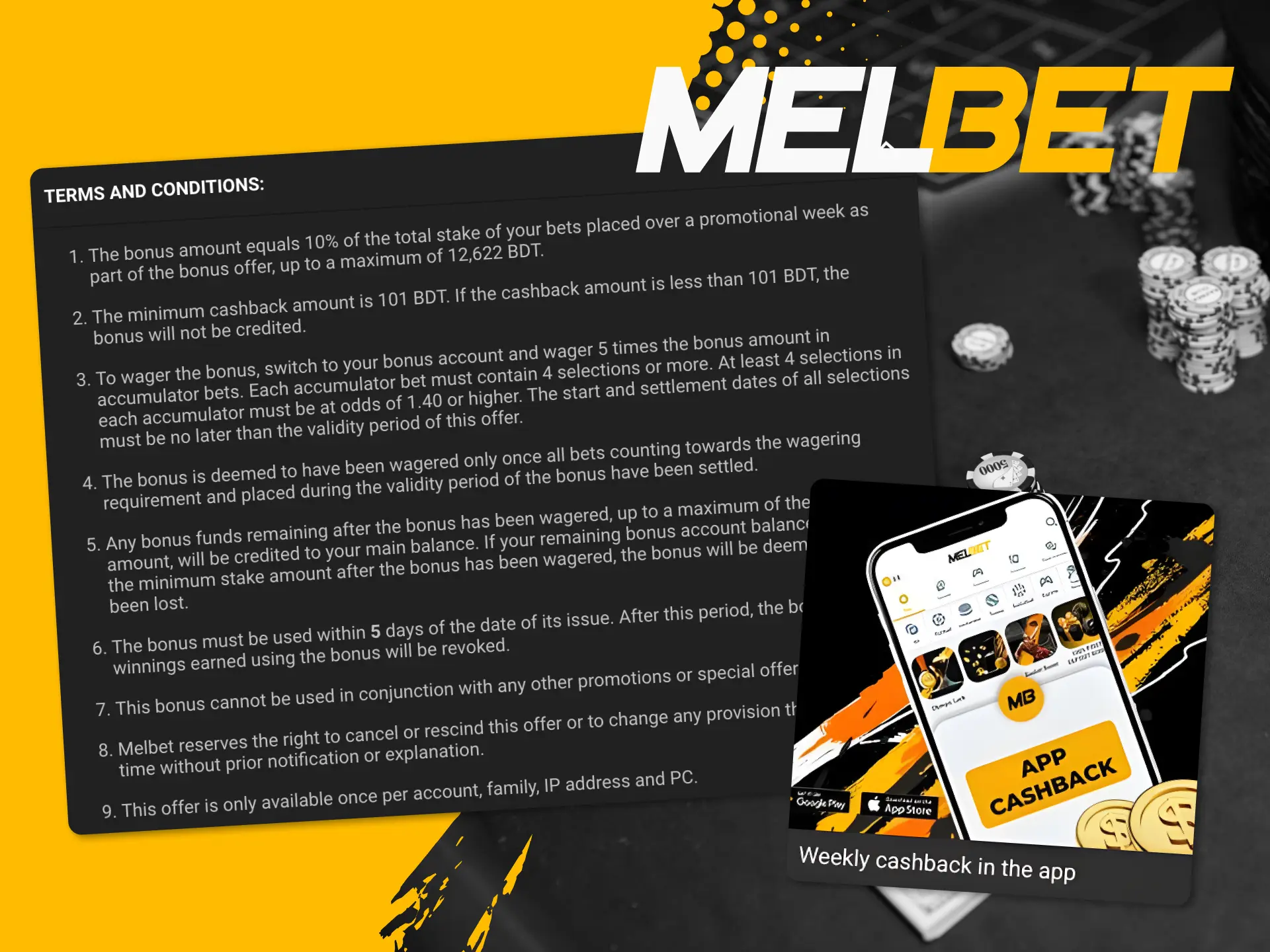 Use the Melbet online casino app and get extra cashback.