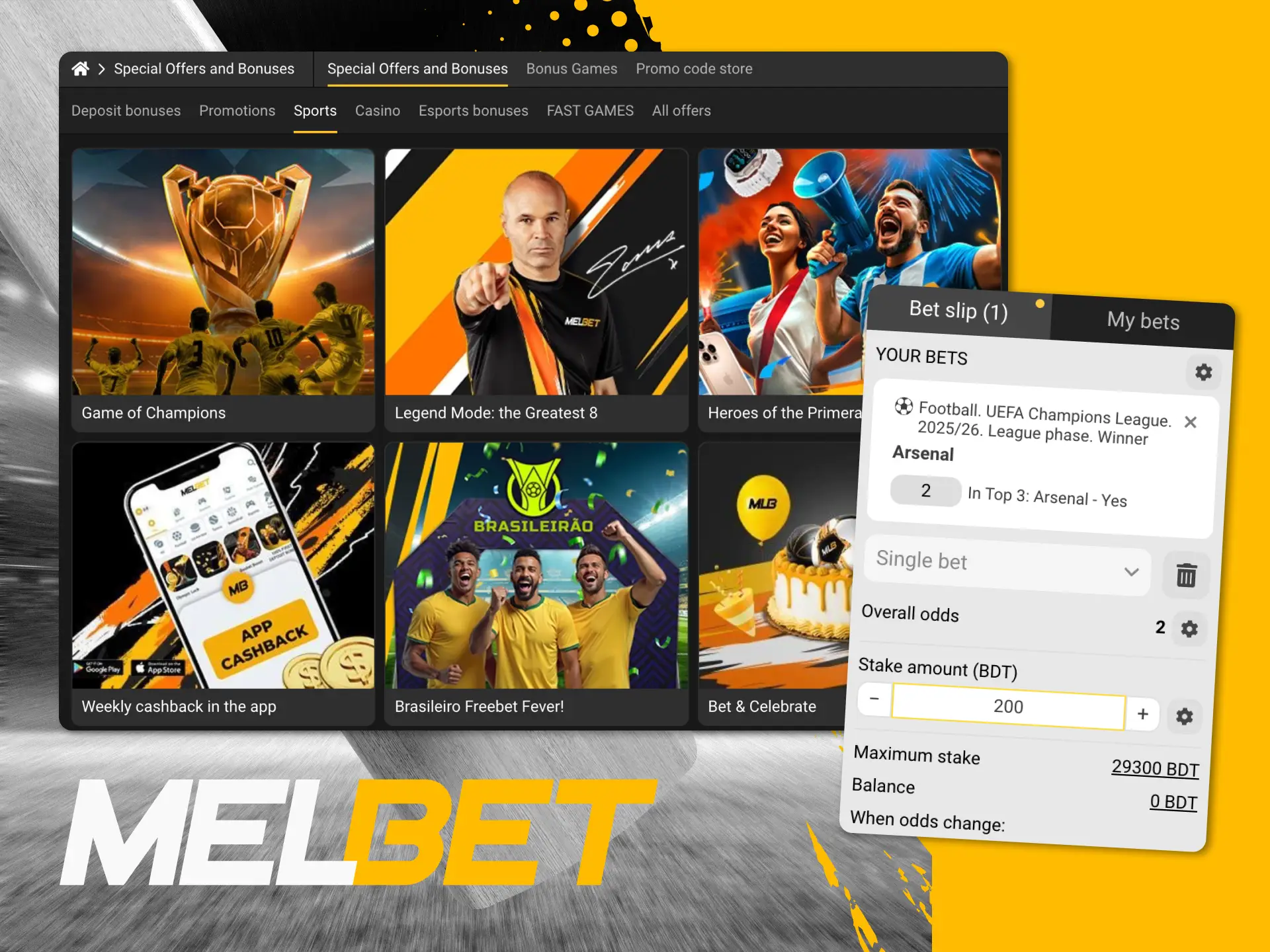 Check your bonus history in your Melbet online casino account.